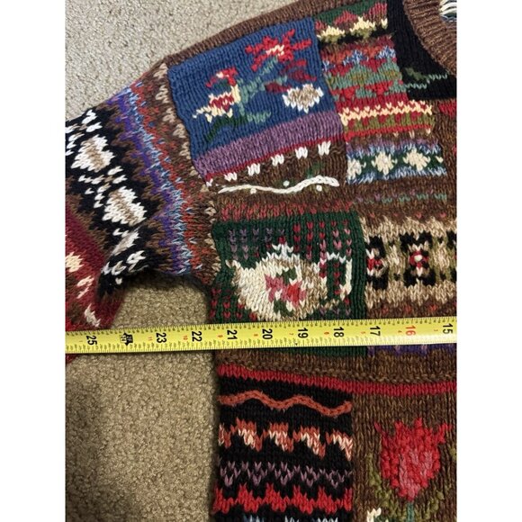 Vintage Womens Thick Cardigan Sweater ABC Grannycore Teacher Artsy Cottagecore L - Picture 9 of 10